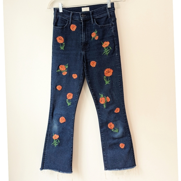 MOTHER Hustler Ankle Fray In Field Of Poppies - Picture 2 of 8